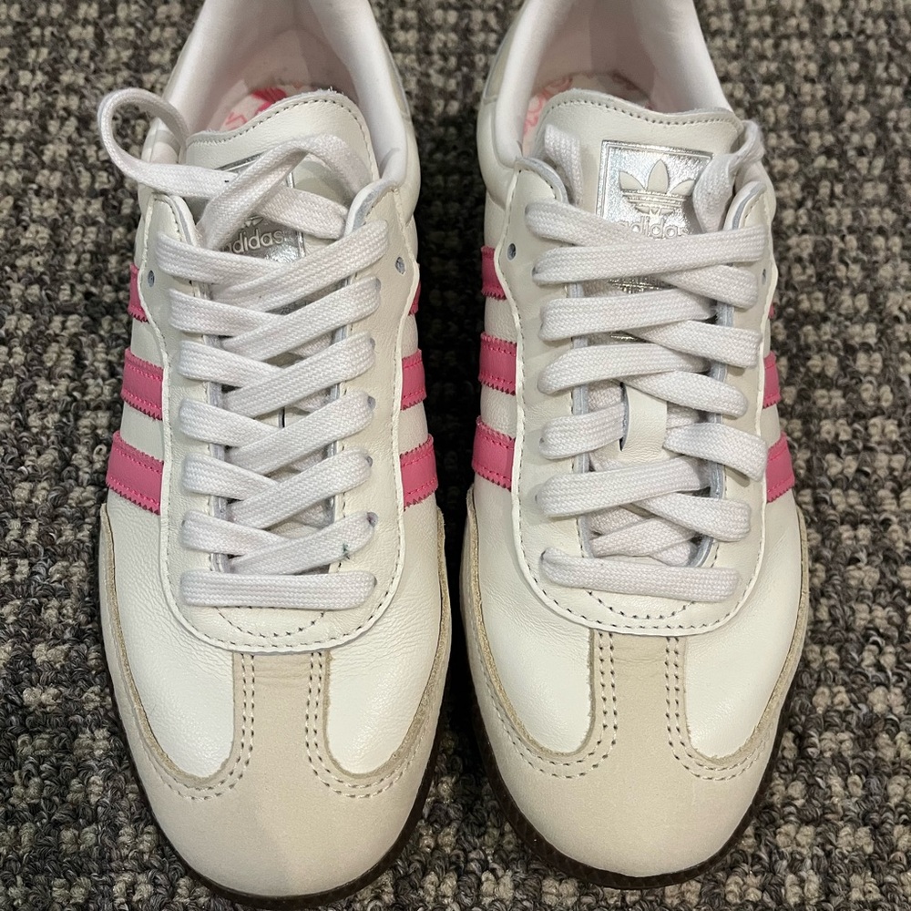 Adidas Women's White and Pink Sneakers